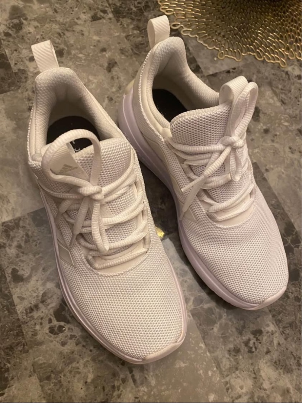 adidas Cloudfoam Women's White Mesh Lace-Up Sneakers